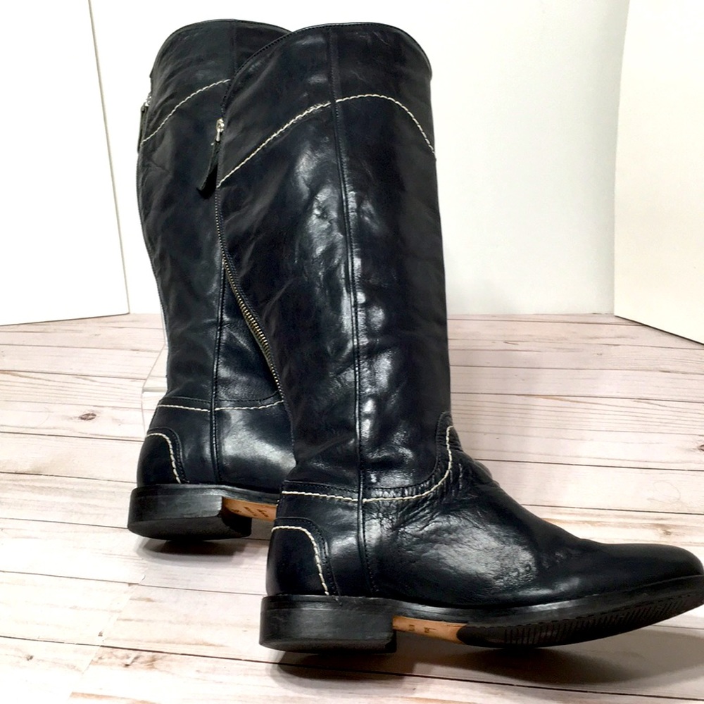 BODEN black boot western influence contrast stitch